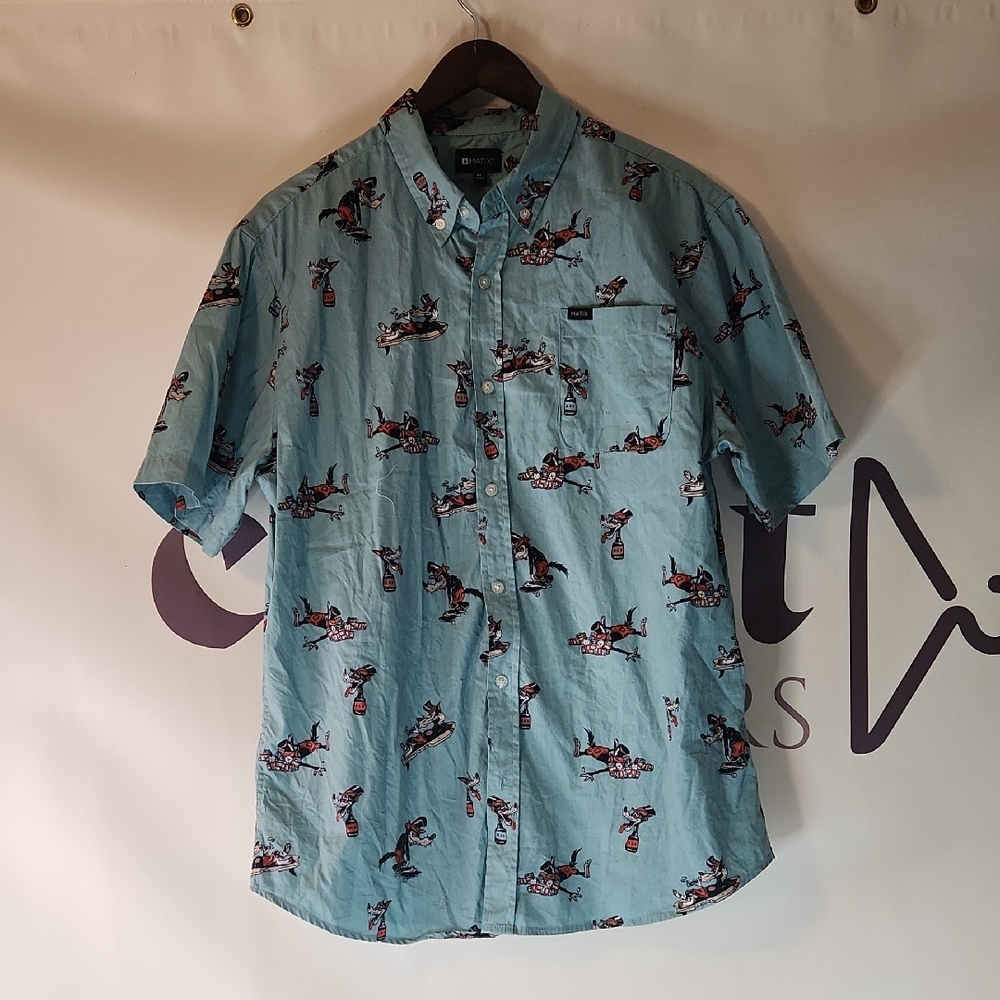 Matix Light Blue Printed Casual Shirt